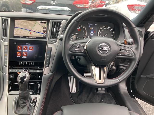 スカイライン 400R 黒革シート・ドラレコ・サンルーフ・シートメモリー・BOSEスピーカー・レッドキャリパー・フロントエアロ・クリアランスソナー・全周囲カメラ・ナビ・TV・オートライト・LEDヘッドランプ・シートヒーター(3枚目)