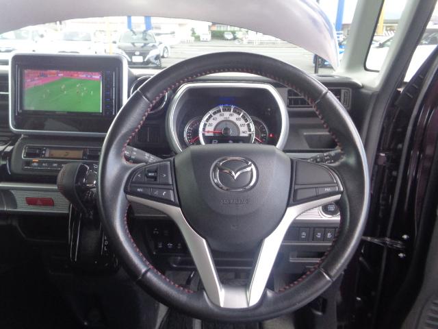 フレアワゴンカスタムスタイル ハイブリッドXS フルセグナビ DVD BT 両側パワスラ シートヒーター ハーフレザー ブレーキサポート スマートキー×2 LEDオートヘッド クリアランスソナー 純正AW プッシュスタート(23枚目)