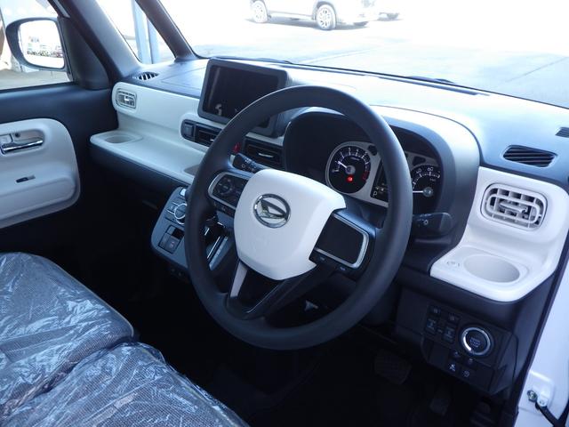 ムーヴキャンバス ストライプスＧ　シャイニングホワイト／レーザーブルー　３ｋｍ・届出済未使用車　ＬＥＤヘッドライト＆フォグランプ　両側電動スライドドア　２シートヒーター　バックカメラ＆ステリモ　純正フロアマット＆サイドバイザー（19枚目）