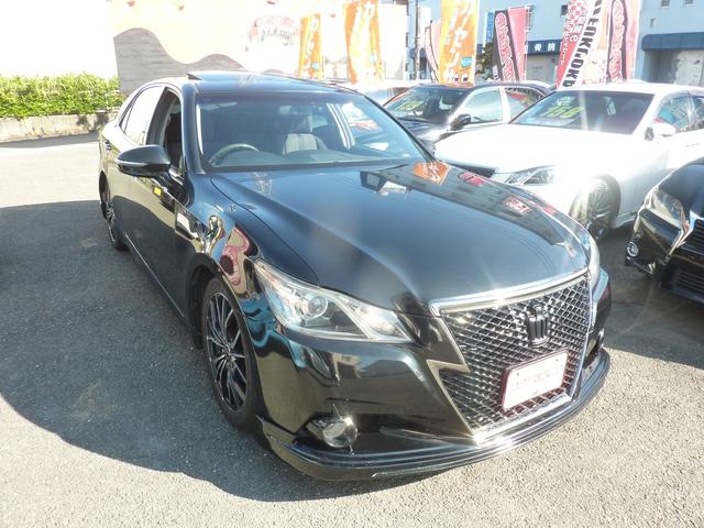 クラウンハイブリッド アスリートS ブラックスタイル サンルーフ Fスポ Rアンダー Rスポ 4本出しマフラー  車高調 社外18アルミ ウッドコンビハンドル HDDナビBluetooth DVD再生 テレビキットバックカメラ ETC リア3面フィルム(3枚目)