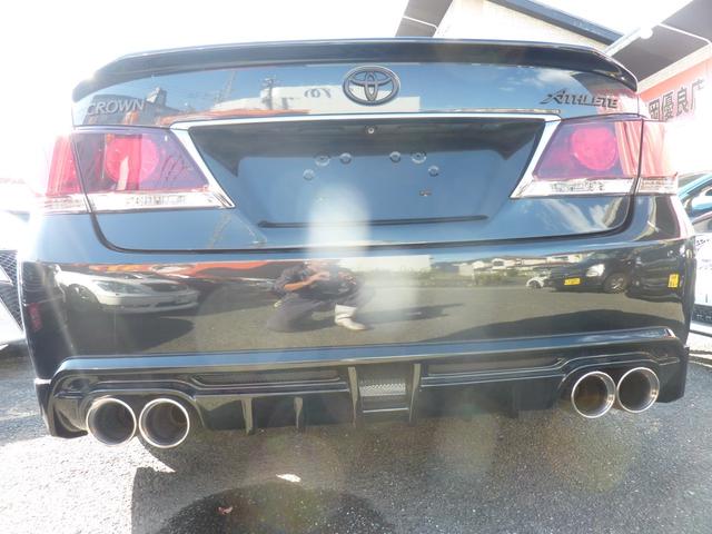 クラウンハイブリッド アスリートS ブラックスタイル サンルーフ Fスポ Rアンダー Rスポ 4本出しマフラー  車高調 社外18アルミ ウッドコンビハンドル HDDナビBluetooth DVD再生 テレビキットバックカメラ ETC リア3面フィルム(6枚目)