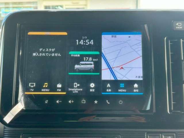 ワゴンＲスマイル ハイブリッドＸ　スズキセーフティサポート　禁煙車　メーカーオプション９型ＤＳＰ／フルセグＴＶ／ＤＶＤ再生／ＣＤ／Ｂｌｕｅｔｏｏｔｈ　全方位モニター　前後ドライブレコーダー　両側パワースライドドア　ＬＥＤオートライト（5枚目）