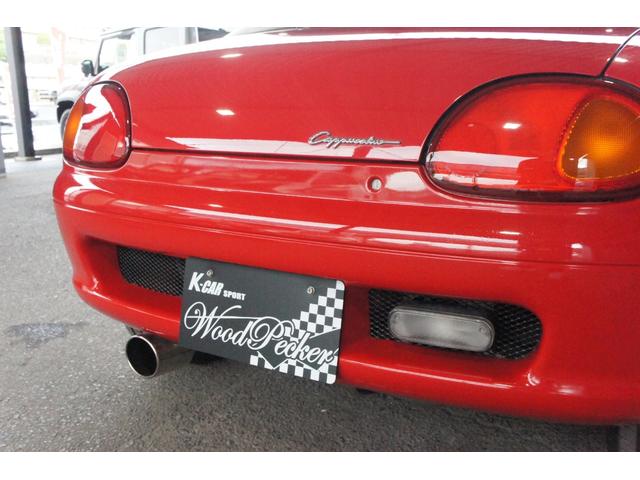 カプチーノ ベースグレード　ＫＹＢ足廻り・フジツボマフラー・ＭＯＭＯステアリング・シフトノブ（ＭＯＭＯ）・タイミングベルト交換済・パワーウィンドウ・ＥＡ１１Ｒ・１４インチアルミホイール・５速マニュアル・エアコン・修復歴なし（34枚目）