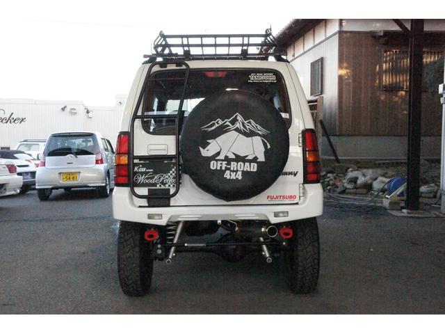 ジムニー ＸＧ　リフトＵＰ・社外前後バンパー・社外ホイール・リアナンバー移設・社外マフラー・ルーフキャリア・リアラダー・ステップ（3枚目）