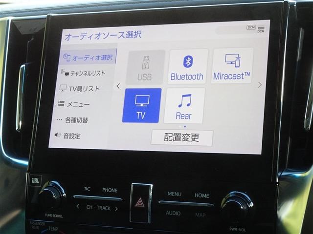 アルファードハイブリッド ＳＲ　Ｃパッケージ　衝突被害軽減システム　メモリーナビ　フルセグ　後席モニター　バックカメラ　ＥＴＣ　サンルーフ　両側電動スライド　３列シート　ＬＥＤヘッドランプ　４ＷＤ　スマートキー　乗車定員７人（8枚目）