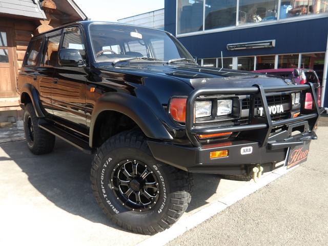 ランドクルーザー８０ ＶＸリミテッド　１ナンバー登録・サンルーフ・ＳＤナビ＆ＴＶ・ＤＶＤ再生・角目４灯仕様ＬＥＤヘッドライト・リフトアップ・社外１６インチアルミ＆ＢＦグッドリッチタイヤ・ＡＲＢバンパー・レザーシートカバー（4枚目）