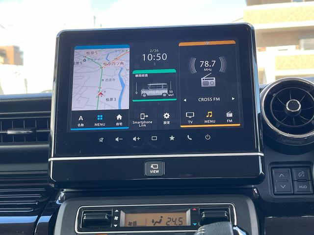 スペーシアカスタム カスタム　ＨＹＢＲＩＤ　ＸＳ　３型　全方位カメラ付きナビ　ＥＴＣ　両側電動スライドドア　衝突被害軽減ブレーキサポート　運転席シートヒーター　スリムサーキュレーター　ヘッドアップディスプレイ　ＬＥＤヘッドライト　アイドリングストップ（10枚目）