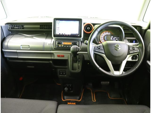 スペーシアギア ハイブリッドＸＺ／走行２７８００ｋｍ／２トーンカラー／　８型フルセグナビ／全方位モニター／両側自動ドア／デュアルセンサーブレーキ／シートヒーター／スマートキー／パドルシフト／アイドリングＳ／ルーフレール／オートＬＥＤ／１４ＡＷ／ＣＶＴ（10枚目）