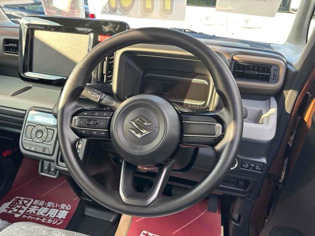 スペーシア ハイブリッドＸ　届け出済み未使用車　両側電動スライドドア　クリアランスソナー　衝突被害軽減システム　オートライト　ＬＥＤヘッドランプ　スマートキー　アイドリングストップ　電動格納ミラー　シートヒーター　ベンチシート（3枚目）