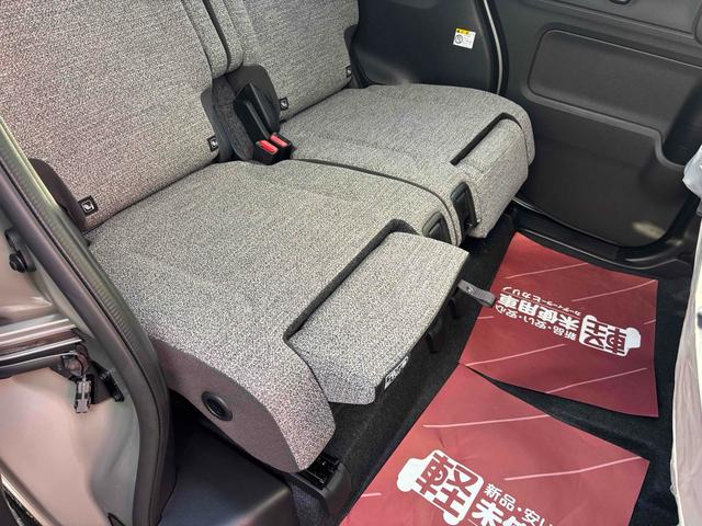 スペーシア ハイブリッドＸ　届け出済み未使用車　両側電動スライドドア　クリアランスソナー　衝突被害軽減システム　オートライト　ＬＥＤヘッドランプ　スマートキー　アイドリングストップ　電動格納ミラー　シートヒーター　ベンチシート（34枚目）