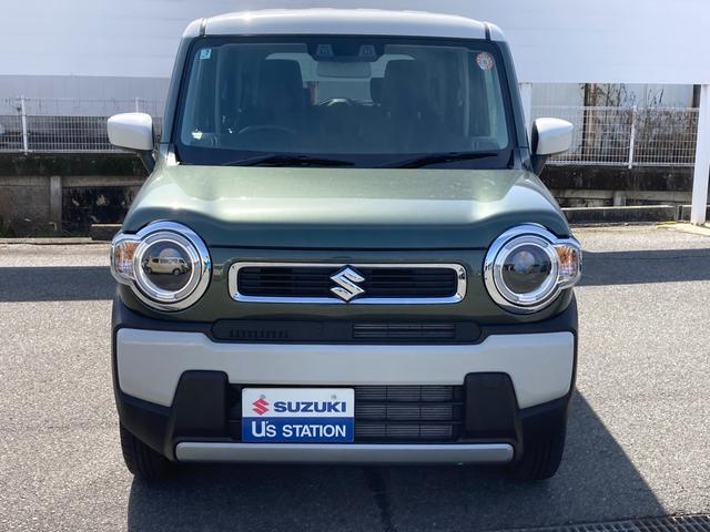 ハスラー ＨＹＢＲＩＤ　Ｇターボ　３型　２トーン　ＬＥＤヘッドライト　オートライト　プッシュスタート　シートヒーター　オートエアコン　衝突被害軽減システム　アイドリングストップ　横滑り防止機能　衝突安全ボディ　盗難防止システム　アダプティブクルーズコントロール（3枚目）