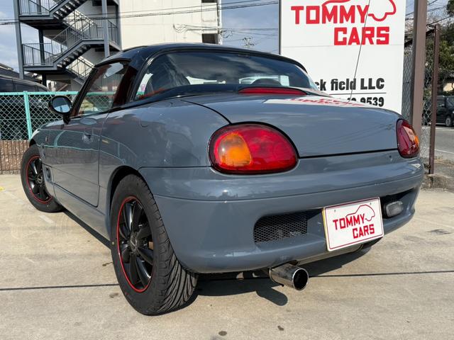 カプチーノ ベースグレード　ＮＩＳＭＯステルスグレー全塗装／新品アルミ＆新品タイヤ／ターボ／車検令和１０年１月まで／ライトスモーク加工ヘッドライト＆テールレンズ／５ＭＴ／オープンＴＯＰ／エアコン／レザーシート／（3枚目）