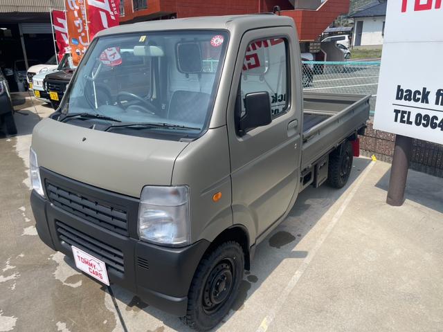 キャリイトラック ＫＣエアコン・パワステ　エメラルドグレー（ラプターライナー）全塗装／新品シートカバー／４ＷＤ／５ＭＴ／新品ＴＯＹＯオープンカントリーＲＴ４本／新品マッドフラップ／ライトスモーク加工ヘッドライト／エアコン／パワステ（8枚目）