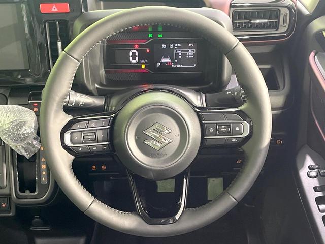 スペーシアカスタム ハイブリッドXS 届出済み未使用車 両側電動スライドドア 衝突被害軽減システム レーダークルーズコントロール LEDヘッドライト オートライト コーナーセンサー スマートキー 革巻きステアリング(11枚目)