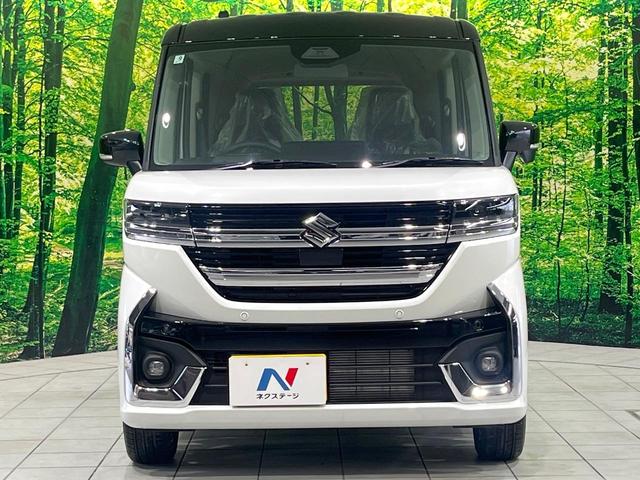 スペーシアカスタム ハイブリッドXS 届出済み未使用車 両側電動スライドドア 衝突被害軽減システム レーダークルーズコントロール LEDヘッドライト オートライト コーナーセンサー スマートキー 革巻きステアリング(14枚目)