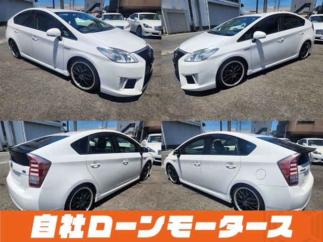 プリウス Ｌ　車高調　フルエアロ　１９インチＡＷ　レザー調シートカバー　ＬＥＤテール　ウッドコンビステアリング　ナビ　フルセグ　Ｂｌｕｅｔｏｏｔｈ　ＤＶＤ　ＭＳＶ　バックカメラ　ステアリングリモコン　オートライト（17枚目）