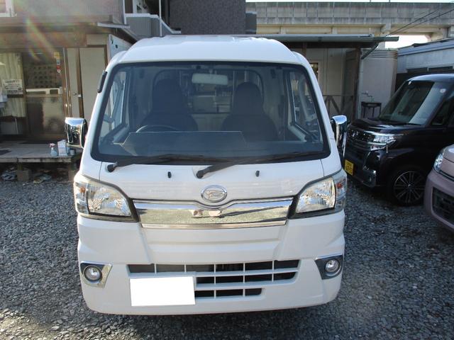 ハイゼットトラック ジャンボ ハイルーフ オートマチック車 7インチワイドナビ&フルセグテレビ ブルートゥース キーレス インチアップ14インチ社外アルミ&新品マッドタイヤ4本 モモステアリング メッキインパネ LEDヘッドライト(2枚目)