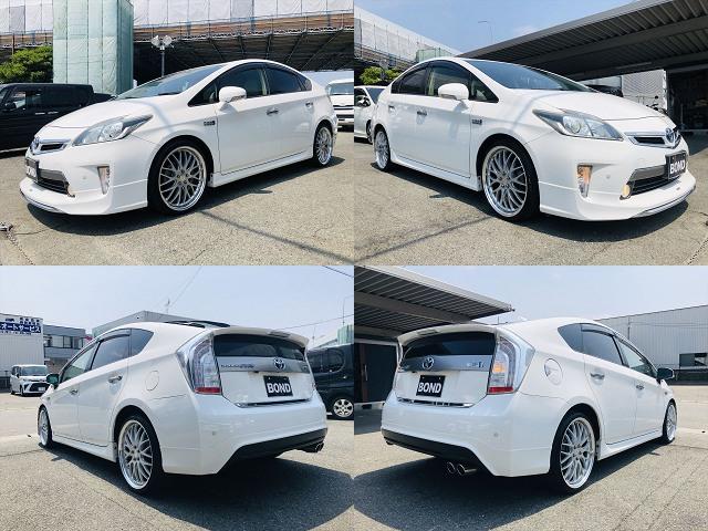 プリウスＰＨＶ Ｓ　社外１９インチアルミホイール　ローダウン　モデリスタエアロ　純正ナビ　フルセグＴＶ　ＤＶＤ　Ｂｌｕｅｔｏｏｔｈ　ＥＴＣ　バックカメラ　プッシュスタート　スマートキー　シートヒーター　ＨＩＤヘッドライト（4枚目）