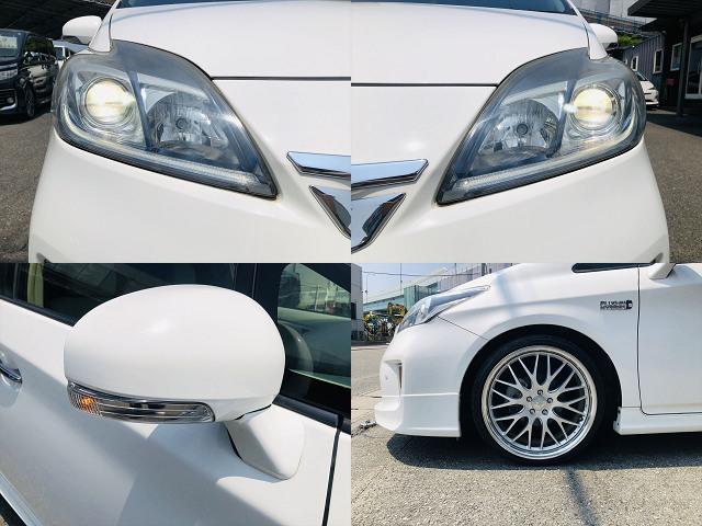 プリウスＰＨＶ Ｓ　社外１９インチアルミホイール　ローダウン　モデリスタエアロ　純正ナビ　フルセグＴＶ　ＤＶＤ　Ｂｌｕｅｔｏｏｔｈ　ＥＴＣ　バックカメラ　プッシュスタート　スマートキー　シートヒーター　ＨＩＤヘッドライト（8枚目）