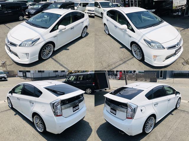 プリウスＰＨＶ Ｓ　社外１９インチアルミホイール　ローダウン　モデリスタエアロ　純正ナビ　フルセグＴＶ　ＤＶＤ　Ｂｌｕｅｔｏｏｔｈ　ＥＴＣ　バックカメラ　プッシュスタート　スマートキー　シートヒーター　ＨＩＤヘッドライト（9枚目）