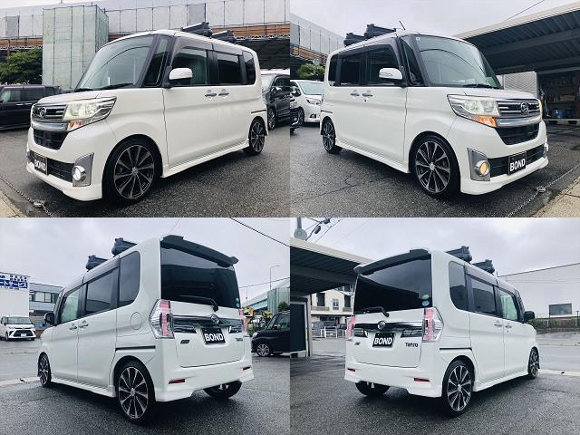 タント カスタムＲＳ　ＳＡ　社外１６インチアルミホイール　ローダウン　ルーフキャリアー　両側パワースライドドア　社外ナビ　フルセグＴＶ　ＤＶＤ　Ｂｌｕｅｔｏｏｔｈ　ＥＴＣ　バックカメラ　プッシュスタート　スマートキー（4枚目）