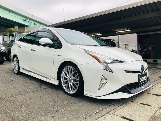 プリウス Aツーリングセレクション TRDエアロ ローダウン 社外18インチアルミホイール 社外ナビ フルセグTV DVD ETC バックカメラ プッシュスタート スマートキー シートヒーター ドライブレコーダー LEDヘッドライト(74枚目)