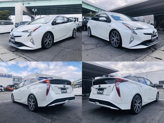 プリウス S TRDエアロ ローダウン 社外19インチアルミホイール 9インチ純正ナビ フルセグ DVD Bluetooth ETC バックカメラ プッシュスタート スマートキー LEDヘッドライト フォグランプ(4枚目)