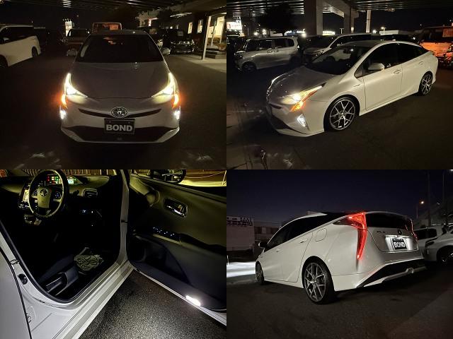 プリウス S TRDエアロ ローダウン 社外19インチアルミホイール 9インチ純正ナビ フルセグ DVD Bluetooth ETC バックカメラ プッシュスタート スマートキー LEDヘッドライト フォグランプ(5枚目)