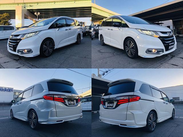 オデッセイ アブソルート　両側パワースライドドア　社外９インチナビ　ＤＶＤ　Ｂｌｕｅｔｏｏｔｈ　ＥＴＣ　プッシュスタート　スマートキー　キーレスエントリー　オットマン　ＬＥＤヘッドライト　フォグランプ　純正１８ＡＷ（4枚目）