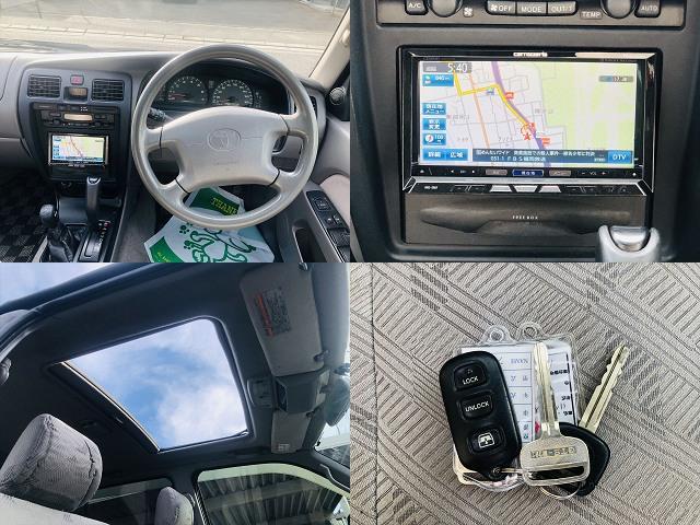 ハイラックスサーフ ＳＳＲ－Ｘ　サンルーフ　４ＷＤ　社外ナビ　フルセグＴＶ　ＤＶＤ　Ｂｌｕｅｔｏｏｔｈ　ＥＴＣ　キーレスエントリー　リアパワーウインドウ　社外１６インチアルミホイール　電動格納ミラー　フルフラットシート（6枚目）