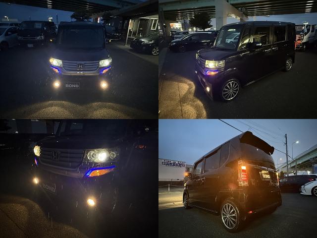 Ｎ－ＢＯＸカスタム Ｇ・ターボパッケージ　両側パワースライドドア　社外ナビ　ＤＶＤ　Ｂｌｕｅｔｏｏｔｈ　ＥＴＣ　プッシュスタート　スマートキー　キーレスエントリー　ＨＩＤヘッドライト　フォグランプ　純正１５インチアルミホイール　パドルシフト（5枚目）