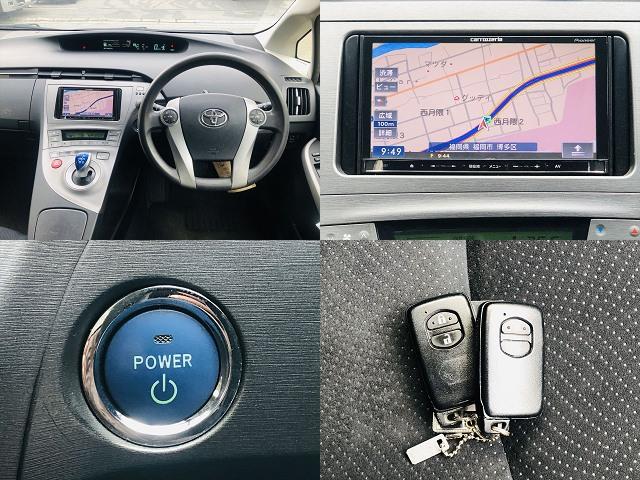 プリウス Ｌ　社外ナビ　ＤＶＤ　ＥＴＣ　プッシュスタート　キーレスエントリー　電動格納ミラー　純正１５インチアルミホイール　盗難防止システム　衝突安全ボディ　パワーステアリング　パワーウインドウ（7枚目）