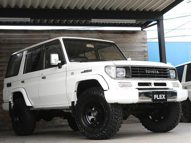 ランドクルーザープラド EXワイド 実走行18.0万km フルカスタム リフトアップ ジムライン16inchアルミホイール&YOKOHAMAジオランダーM/T ダッシュボード張り替え済み ウッドコンビステアリング&ウッドコンビシフトノブ(4枚目)