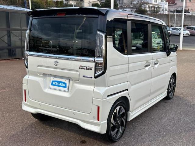 スペーシアカスタム ハイブリッドＸＳターボ　保証書／純正　９インチ　メモリーナビ／セーフティサポート（スズキ）／両側電動スライドドア／シートヒーター　前席／全方位モニター／車線逸脱防止支援システム／ヘッドランプ　ＬＥＤ／ＵＳＢジャック　ターボ（3枚目）