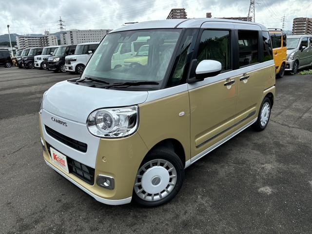 ムーヴキャンバス ストライプスＧ　衝突被害軽減ブレーキ　スマートキー　スライドドア　パワーウインドウ　プッシュスタート　　フルオートエアコン　ＡＢＳ　前席シートヒーター　アイドリングストップ（2枚目）