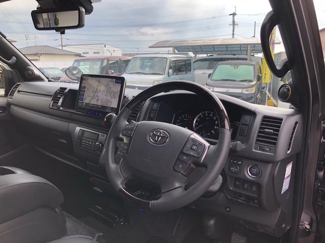 ハイエースバン スーパーGL ダークプライムII ワンオーナー 11インチナビ 地デジ パノラミックビューモニター LEDヘッドライト トヨタセーフティーセンス 両側パワースライドドア BLITZスポイラー ゲンブローダウン BACK9フェンダー(7枚目)