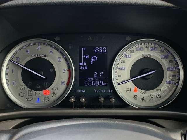 大きく見やすいスピードメーター。左がタコメーター右がスピードメーター。中央にはシフトポジションや走行距離が表示される液晶モニター付き。