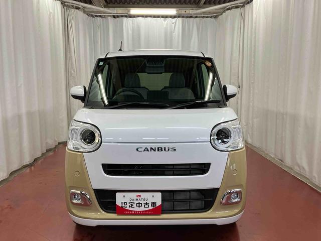 ムーヴキャンバス ストライプスＧ　届出済未使用車　元展示車　アイドリングストップ　禁煙　セキュリティアラーム　スマートキー　プッシュスタート　シートヒーター　１オーナー車　ＬＥＤヘッドランプ　車線逸脱警報　オートマチックハイビーム（3枚目）