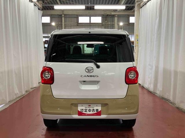 ムーヴキャンバス ストライプスＧ　届出済未使用車　元展示車　アイドリングストップ　禁煙　セキュリティアラーム　スマートキー　プッシュスタート　シートヒーター　１オーナー車　ＬＥＤヘッドランプ　車線逸脱警報　オートマチックハイビーム（6枚目）