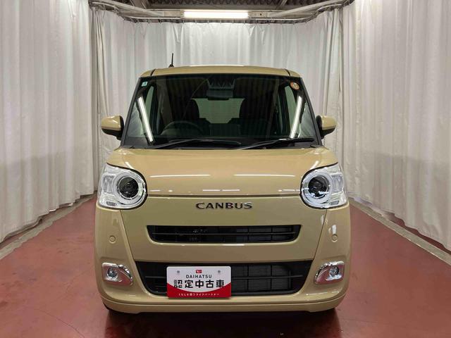 ムーヴキャンバス セオリーＧ　届出済未使用車　元展示車　アイドリングストップ　衝突被害軽減システム　電動格納ミラー　ＬＥＤヘッドランプ　シートヒーター　両側電動スライドドア　禁煙　オートライト　１オーナー　車線逸脱警報（3枚目）