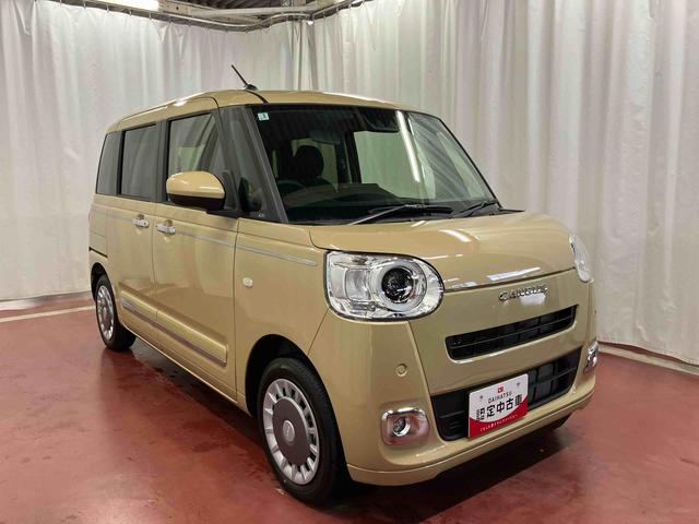 ムーヴキャンバス セオリーＧ　届出済未使用車　元展示車　アイドリングストップ　衝突被害軽減システム　電動格納ミラー　ＬＥＤヘッドランプ　シートヒーター　両側電動スライドドア　禁煙　オートライト　１オーナー　車線逸脱警報（4枚目）