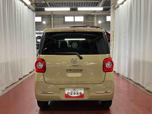 ムーヴキャンバス セオリーＧ　届出済未使用車　元展示車　アイドリングストップ　衝突被害軽減システム　電動格納ミラー　ＬＥＤヘッドランプ　シートヒーター　両側電動スライドドア　禁煙　オートライト　１オーナー　車線逸脱警報（6枚目）