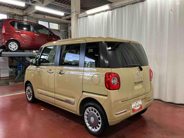 ムーヴキャンバス セオリーＧ　届出済未使用車　元展示車　アイドリングストップ　衝突被害軽減システム　電動格納ミラー　ＬＥＤヘッドランプ　シートヒーター　両側電動スライドドア　禁煙　オートライト　１オーナー　車線逸脱警報（7枚目）