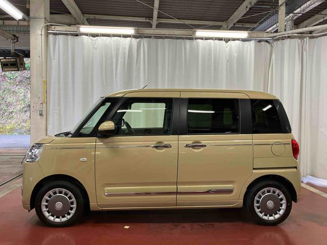 ムーヴキャンバス セオリーＧ　届出済未使用車　元展示車　アイドリングストップ　衝突被害軽減システム　電動格納ミラー　ＬＥＤヘッドランプ　シートヒーター　両側電動スライドドア　禁煙　オートライト　１オーナー　車線逸脱警報（8枚目）