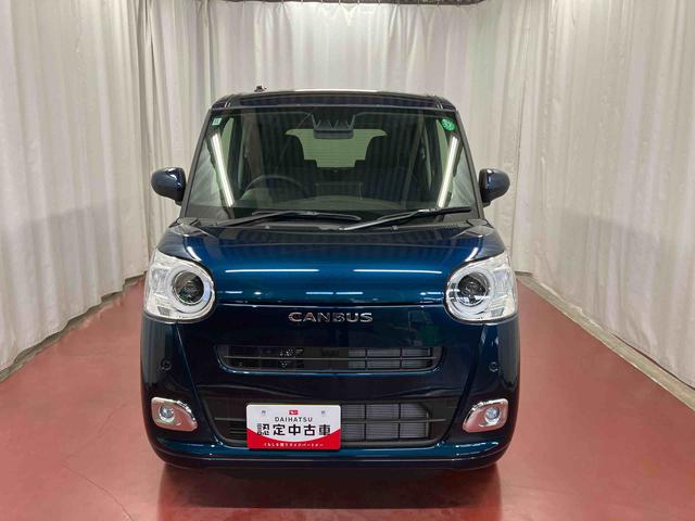 ムーヴキャンバス セオリーＧ　届出済未使用車　元展示車　アイドリングストップ　衝突被害軽減システム　電動格納ミラー　ＬＥＤヘッドランプ　シートヒーター　両側電動スライドドア　オートライト　ベンチシート　衝突安全ボディ　１オーナー（3枚目）