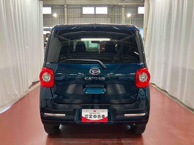 ムーヴキャンバス セオリーＧ　届出済未使用車　元展示車　アイドリングストップ　衝突被害軽減システム　電動格納ミラー　ＬＥＤヘッドランプ　シートヒーター　両側電動スライドドア　オートライト　ベンチシート　衝突安全ボディ　１オーナー（6枚目）