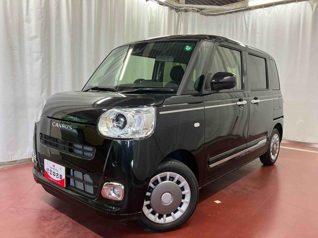 ムーヴキャンバス セオリーＧ　届出済未使用車　元展示車　アイドリングストップ　衝突被害軽減システム　電動格納ミラー　ＬＥＤヘッドランプ　シートヒーター　両側電動スライドドア　オートライト　ベンチシート　衝突安全ボディ　１オーナー（2枚目）