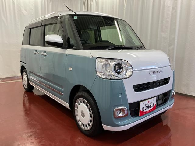 ムーヴキャンバス ストライプスＧ　両側電動スライドドア　衝突被害軽減システム　イモビライザー　アイドリングストップ　電動格納式ドアミラー　シートヒーター　ＬＥＤヘッドランプ　スマートキー　プッシュスタート（4枚目）