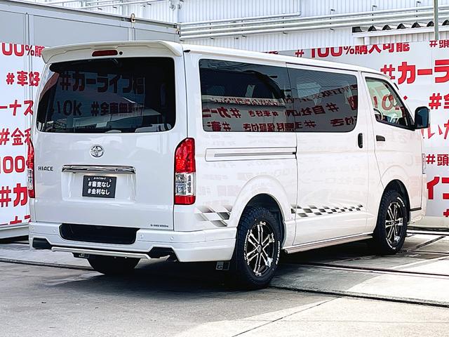 ハイエースバン ロングＤＸ　ＧＬパッケージ　ＦＵ１３４２　ＧＲ仕様車　新車コンプリート　ディーラーオプション　メッキドアミラー　ＴＲＤフロントスポイラー　リアスポイラー　サイドスカート　マッドクロス１６インチＡＷ　ホワイトレターＲＴタイヤ（13枚目）