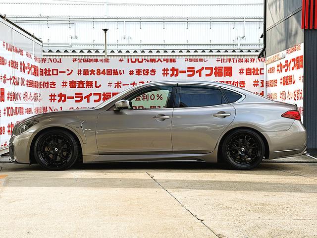 フーガ ２５０ＧＴ　ＦＵ１９３５　ＨＩＤヘッド　ＬＥＤフォグ　オートライト　ハーフレザーシート　パワーシート　シートメモリー　クルーズコントロール　エイムゲインフルエアロ　タナベ車高調ローダウン　エイムゲイン２０ＡＷ（10枚目）